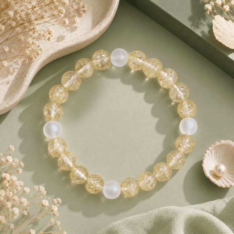 Light Yellow Exploding Flower Crystal Frosted Bracelet
